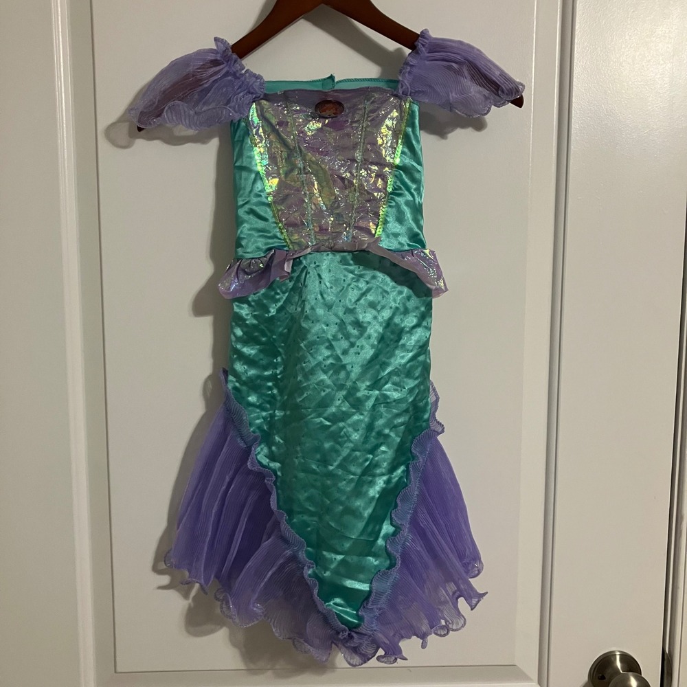 Disney Ariel The Little Mermaid Costume Dress Girls 4-6X Teal Purple Sequin